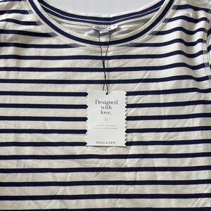 Stella & Dot Long Sleeve Shirt in Navy and White Stripes